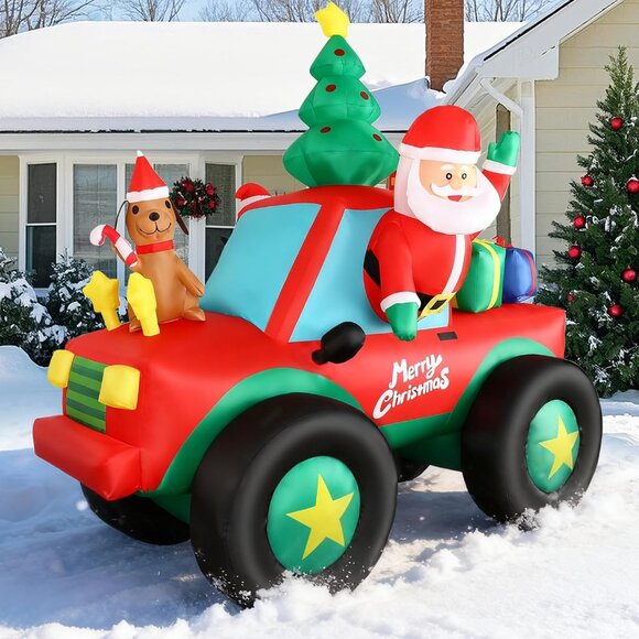 🆕8FT Christmas Inflatable Truck with Built-in LED Lights Outdoor Decoration - Picture 9 of 10